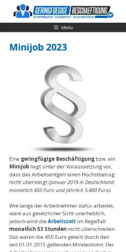 스폰서 기사용 독일 매체 Geringfügige Beschäftigung 사이트 미리보기
