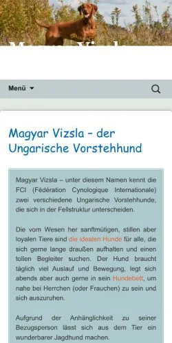 Anteprima del sito Magyar Vizsla Club, media di Austria per articoli sponsorizzati