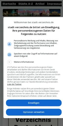 Podgląd witryny Stadt Verzeichnis, medium z kraju Niemcy do artykułów sponsorowanych