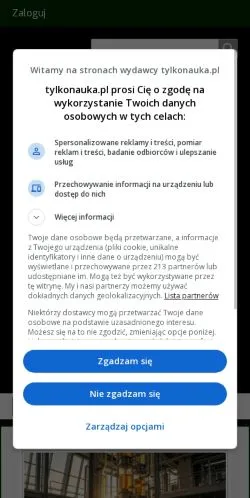 Podgląd witryny Tylkonauka, medium z kraju Polska do artykułów sponsorowanych