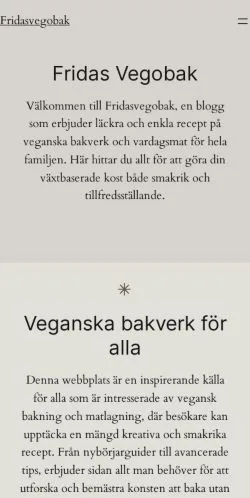 Anteprima del sito Fridas Vegobak, media di Svezia per articoli sponsorizzati