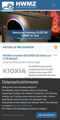 Vista previa del sitio Das Hardware-Magazin, medio de Alemania para artículos patrocinados