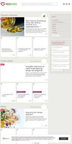 Anteprima del sito Medguru, media di Lituania per articoli sponsorizzati
