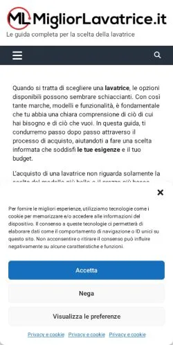 Anteprima del sito Miglior Lavatrice, media di Italia per articoli sponsorizzati