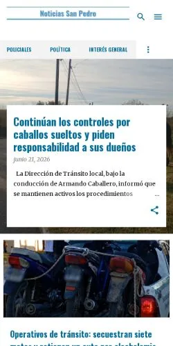 스폰서 기사용 스페인 매체 Noticias San Pedro 사이트 미리보기