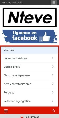 Förhandsvisning av webbplatsen NTEVE, medium i Spanien för sponsrade artiklar