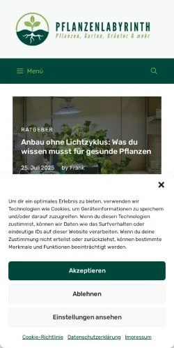 Podgląd witryny Pflanzenlabyrinth, medium z kraju Niemcy do artykułów sponsorowanych