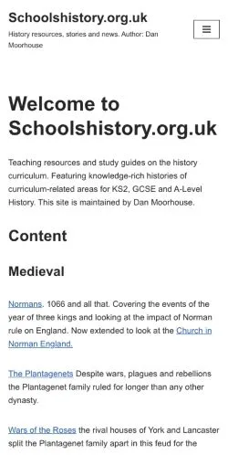 Podgląd witryny Schools History, medium z kraju Wielka Brytania do artykułów sponsorowanych