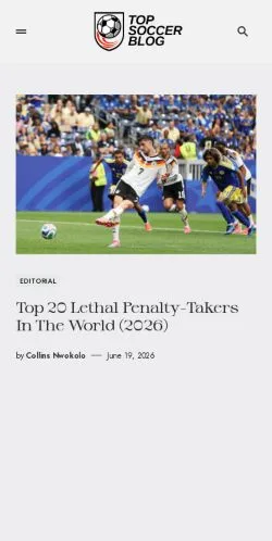 Pré-visualização do site Top Soccer Blog, meio de Estados Unidos para artigos patrocinados