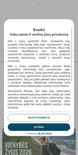 Anteprima del sito Traku Zeme, media di Lituania per articoli sponsorizzati