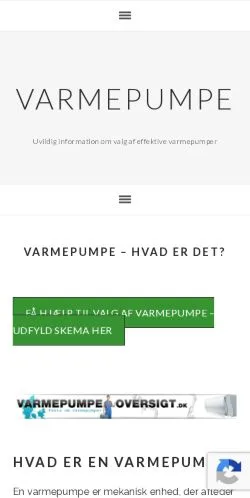Anteprima del sito Varmepumpe Oversigt, media di Danimarca per articoli sponsorizzati