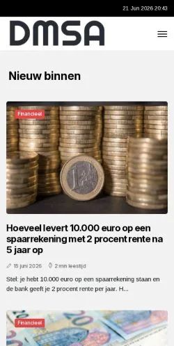 Pré-visualização do site Dmsa.nl, meio de Países Baixos para artigos patrocinados