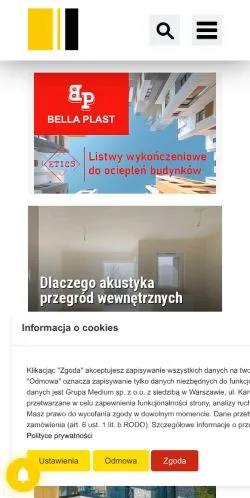 Anteprima del sito Izolacje, media di Polonia per articoli sponsorizzati