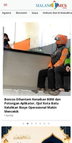 Preview of the Malangtimes website, a media outlet in Indonesia for sponsored articles