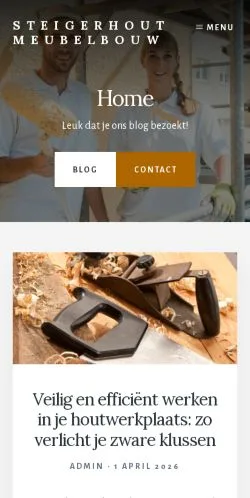 스폰서 기사용 네덜란드 매체 Steigerhout Meubelbouw 사이트 미리보기