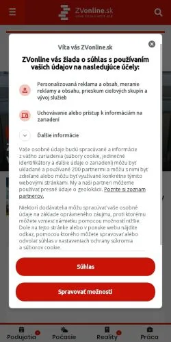 Podgląd witryny Zvolen Online, medium z kraju Słowacja do artykułów sponsorowanych