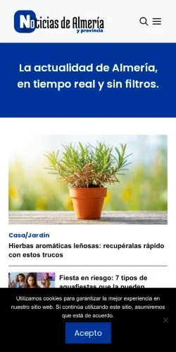 Podgląd witryny Noticias de Almería y provincia, medium z kraju Hiszpania do artykułów sponsorowanych
