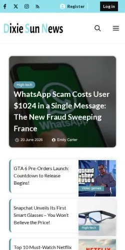 Anteprima del sito Dixie Sun News, media di Francia per articoli sponsorizzati