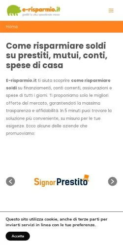 Forhåndsvisning av nettstedet e-risparmio, medium fra Italia for sponsede artikler