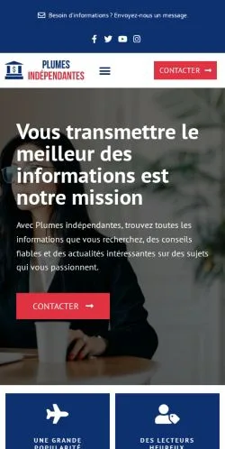Vista previa del sitio Plumes Indépendantes, medio de Francia para artículos patrocinados