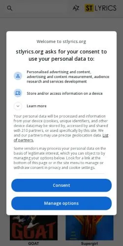 スポンサード記事向けのアメリカ合衆国メディア、STLYRICSのサイトプレビュー