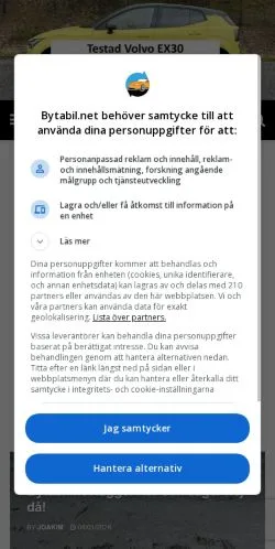 Preview of the Bytabil website, a media outlet in Sweden for sponsored articles
