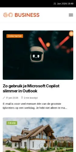 Anteprima del sito Gobusiness.nl, media di Paesi Bassi per articoli sponsorizzati