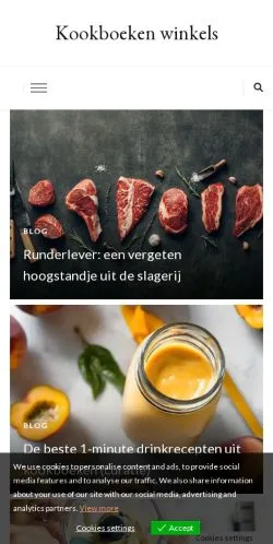 Anteprima del sito Kookboeken winkels -, media di Paesi Bassi per articoli sponsorizzati
