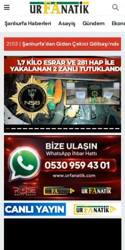 스폰서 기사용 튀르키예 매체 Urfanatik 사이트 미리보기