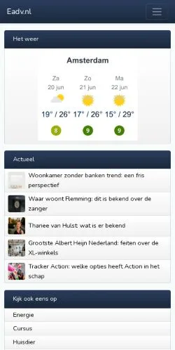 Forhåndsvisning af EADV Startpagina, medie fra Nederlandene til sponsorerede artikler