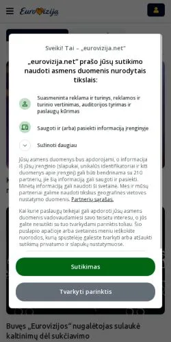 Anteprima del sito Eurovizija Portal, media di Lituania per articoli sponsorizzati