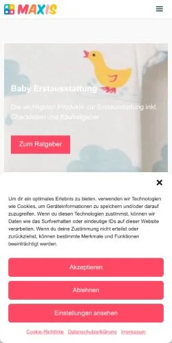 Anteprima del sito Maxis Babywelt, media di Germania per articoli sponsorizzati