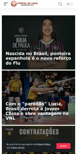Podgląd witryny Melhor do Vôlei, medium z kraju Brazylia do artykułów sponsorowanych