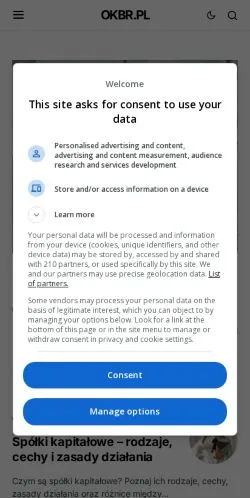 Forhåndsvisning av nettstedet Portal OKBR, medium fra Polen for sponsede artikler
