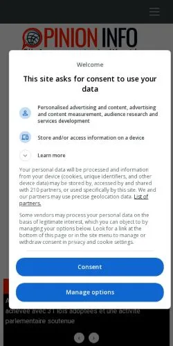 Anteprima del sito Opinion Info, media di Francia per articoli sponsorizzati