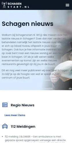 Anteprima del sito Schagen Nieuws, media di Paesi Bassi per articoli sponsorizzati