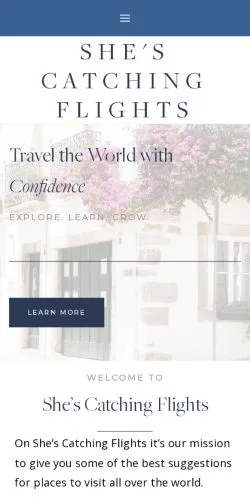 スポンサード記事向けのアメリカ合衆国メディア、She's Catching Flightsのサイトプレビュー
