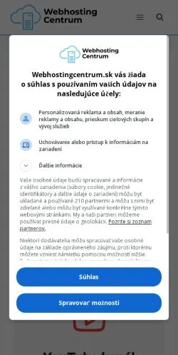 Vista previa del sitio IT Magazín Webhostingcentrum, medio de Eslovaquia para artículos patrocinados