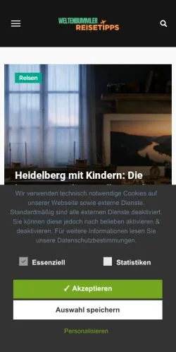 Anteprima del sito Weltenbummler Reisetipps, media di Germania per articoli sponsorizzati