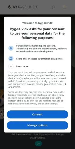 Anteprima del sito Byg-Selv, media di Danimarca per articoli sponsorizzati
