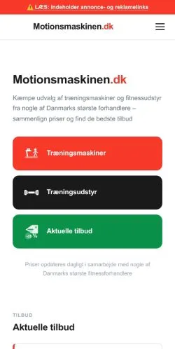 Podgląd witryny Motionsmaskinen, medium z kraju Dania do artykułów sponsorowanych