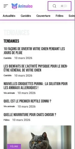 Anteprima del sito Animaloo, media di Francia per articoli sponsorizzati