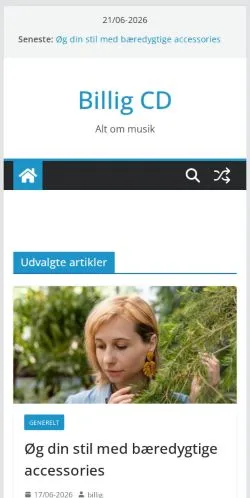 Forhåndsvisning av nettstedet Billig CD, medium fra Danmark for sponsede artikler