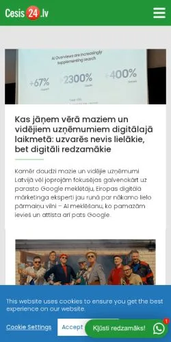 Podgląd witryny Cēsis Pilseta24, medium z kraju Łotwa do artykułów sponsorowanych