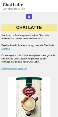 Anteprima del sito Chai Latte, media di Danimarca per articoli sponsorizzati