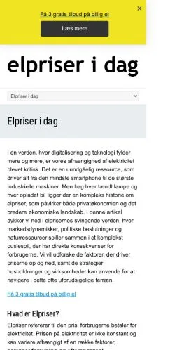 스폰서 기사용 덴마크 매체 Elpriser I Dag 사이트 미리보기