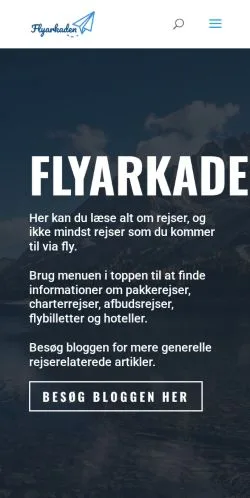Pré-visualização do site Flyarkaden, meio de Dinamarca para artigos patrocinados