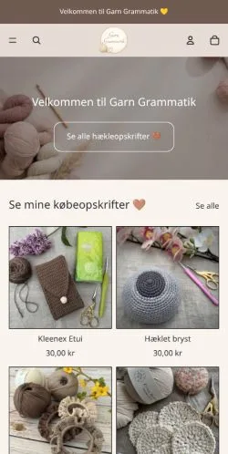 Podgląd witryny Garn Grammatik, medium z kraju Dania do artykułów sponsorowanych