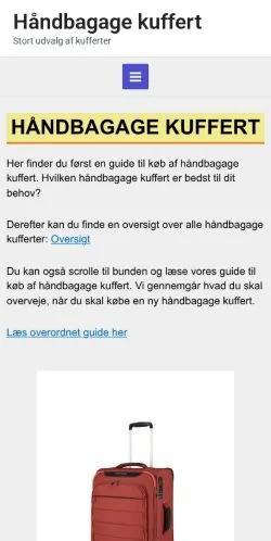 Anteprima del sito Håndbagage Kuffert, media di Danimarca per articoli sponsorizzati
