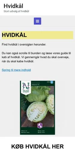 Anteprima del sito Hvidkål, media di Danimarca per articoli sponsorizzati